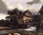 Two Water Mills And Open Sluice - 雅各布·凡·雷斯达尔